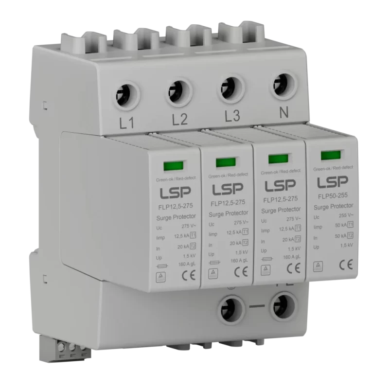 DPS ELECTRICO 3 POLOS CLASE 1+2 (2L+N+T) (3L+T) (L-N 120 V) (L-L 220 V) (Dispositivo de Protección contra Sobretensiones transitorias)