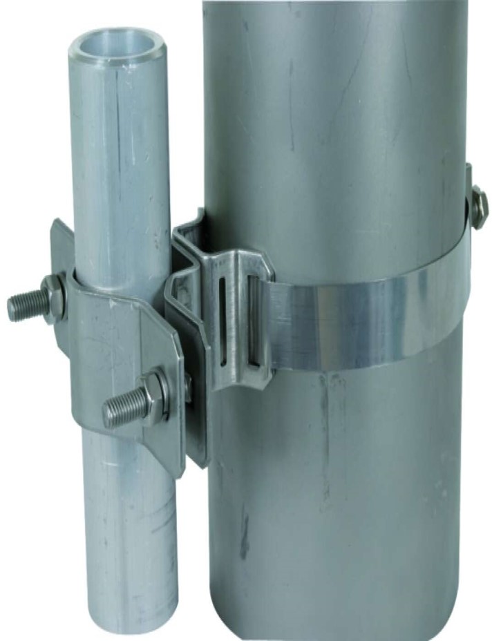 SOPORTE PARA UNIR  TUBO DE 1 1/2" hasta 2" A TUBOS DIAMETROS MAYORES A 2" MEDIANTE CINTA BAND IT