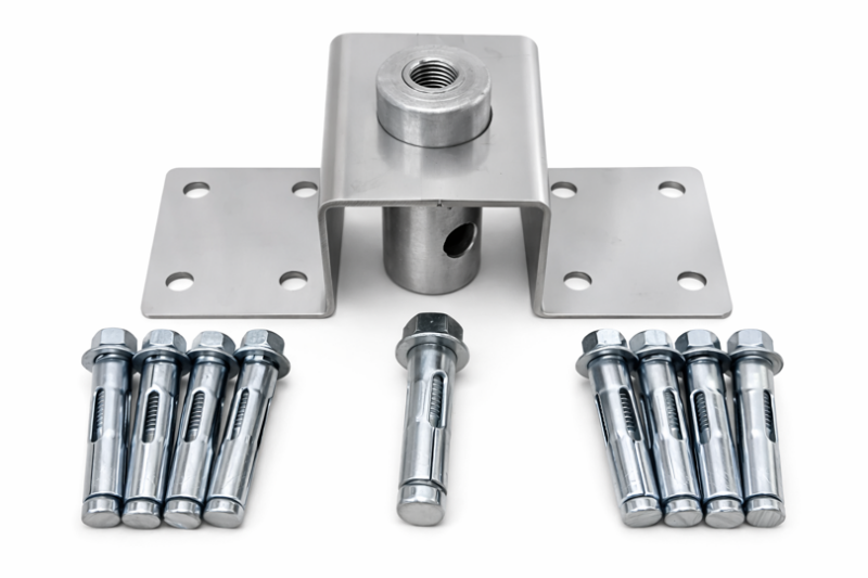 BASE FIJA PARA PUNTAS CAPTADORAS DE 2 Y 3 METROS (en acero inoxidable)